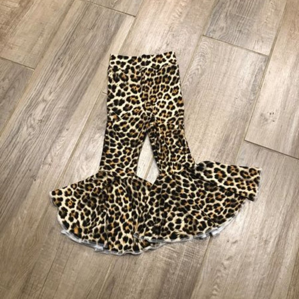 cheetah animal print knit bell bottoms
